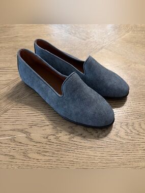 Aerosoles Betunia Blue Denim Textured Loafers Women Size 6W Slip On Flats NEW